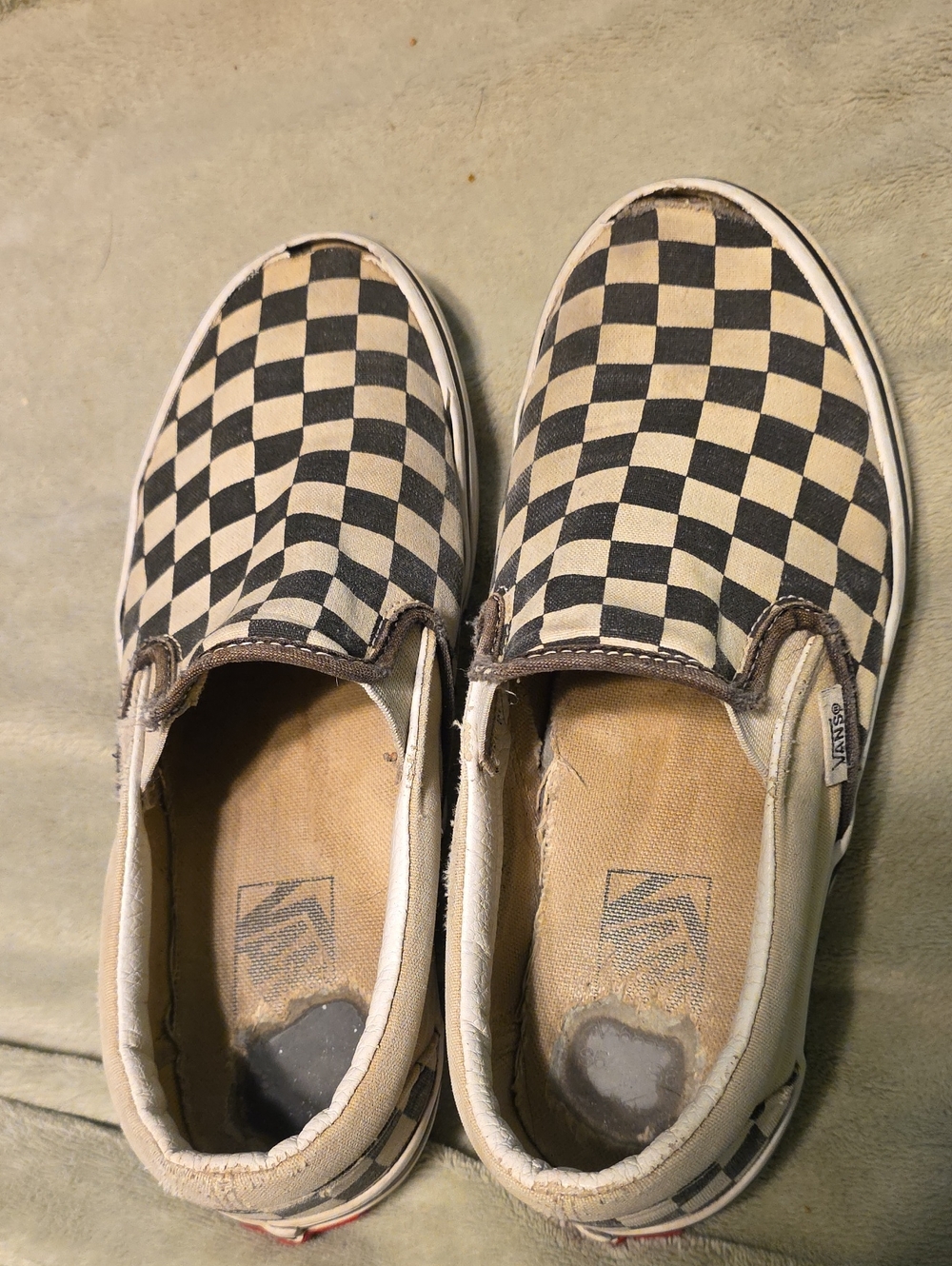 Vans Classic Slip-On Checkerboard Sneakers in Black & White